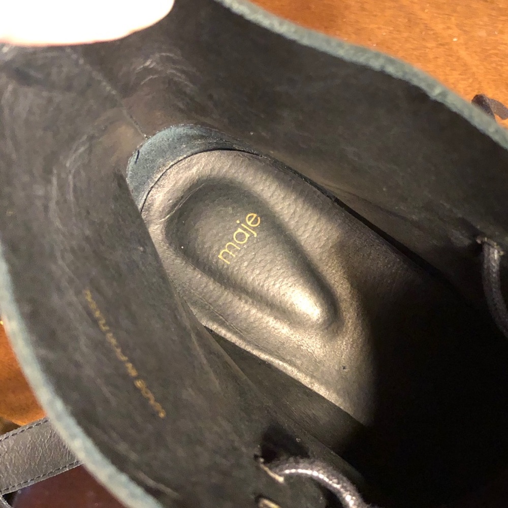 MAJE • Frank Polished Black Leather Combat Boots - Picture 9 of 11